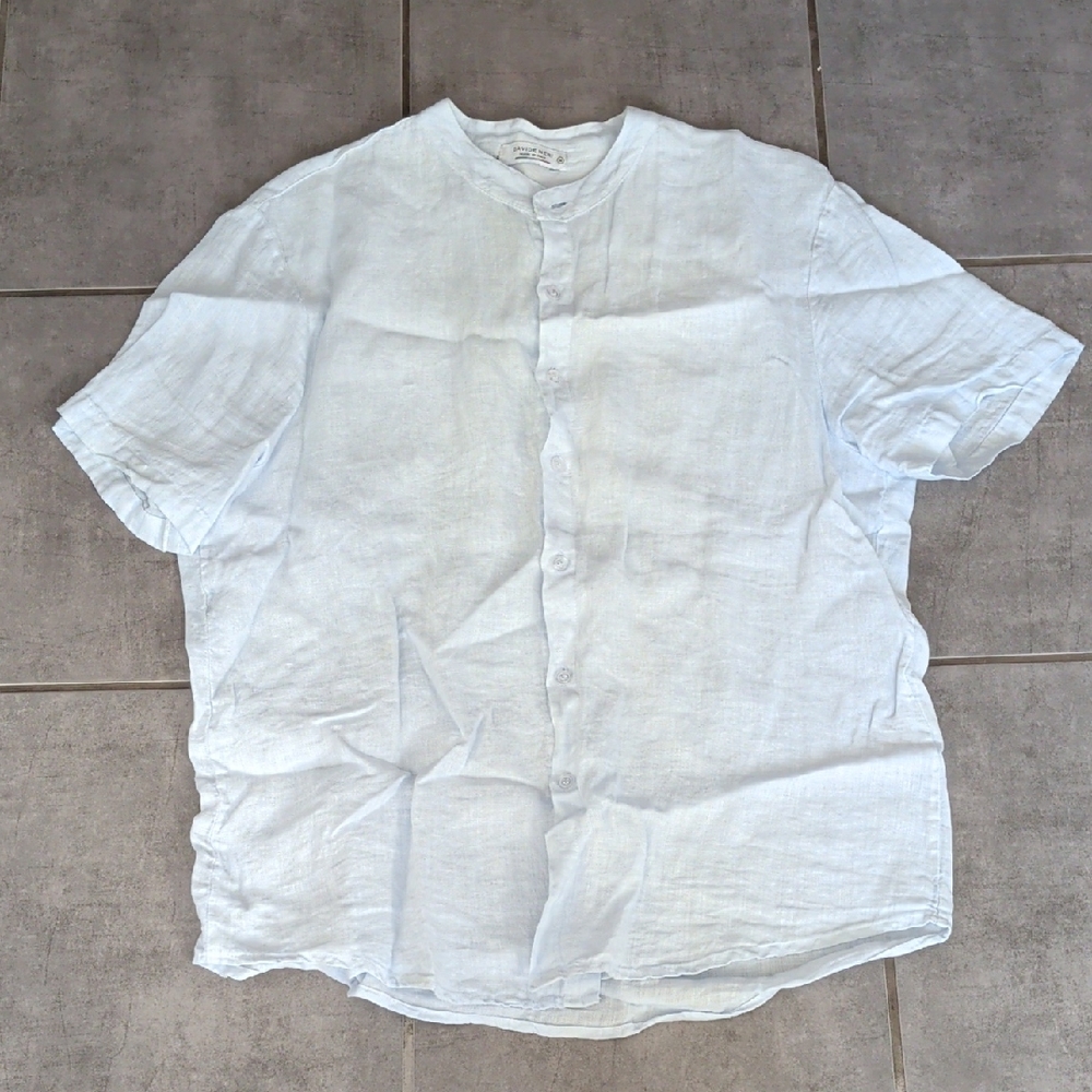 Light Blue 100% Linen Made In Italy Men's Shirt